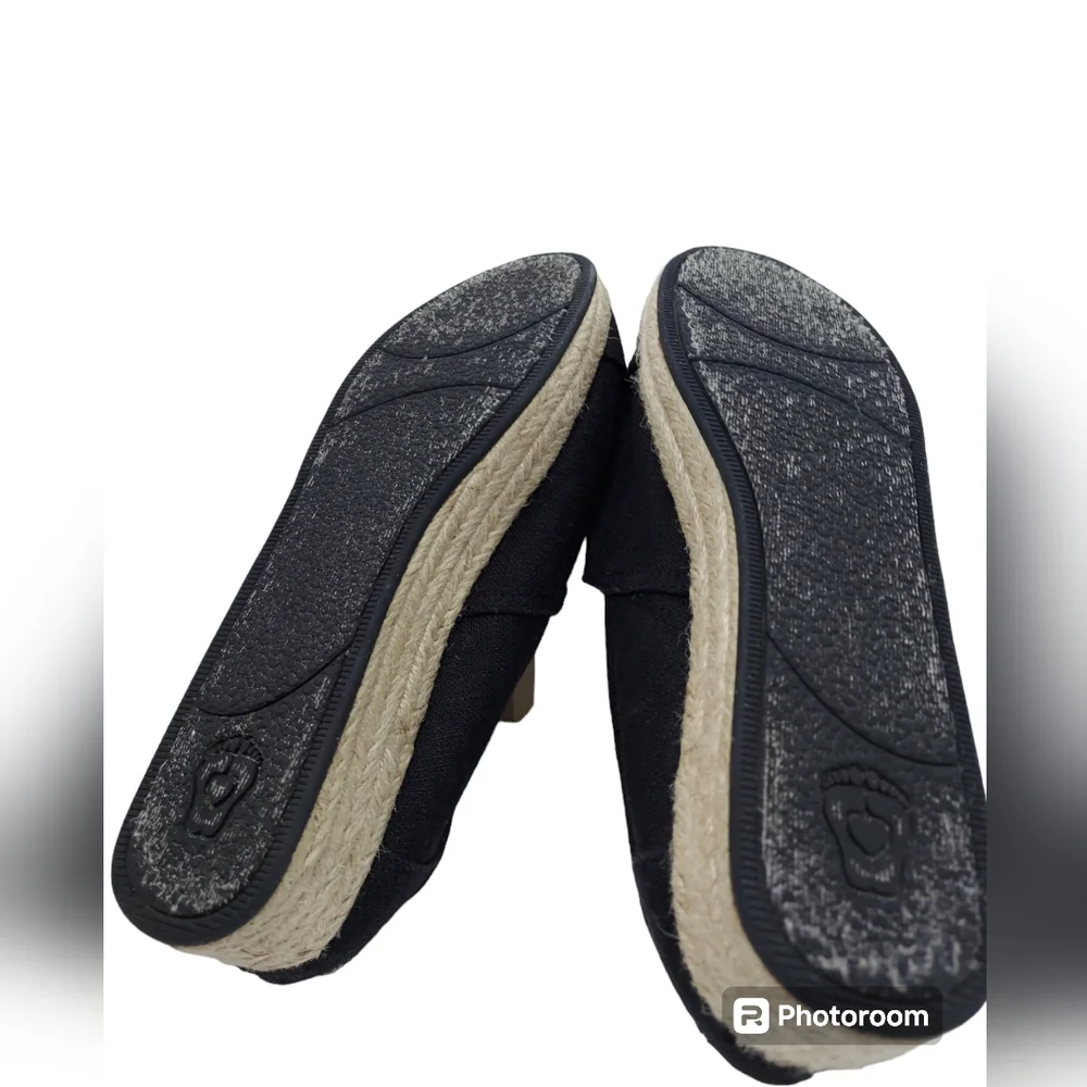 BOBS From Skechers Black Canvas Espadrilles Slip-On Shoes Women's Size 9.5